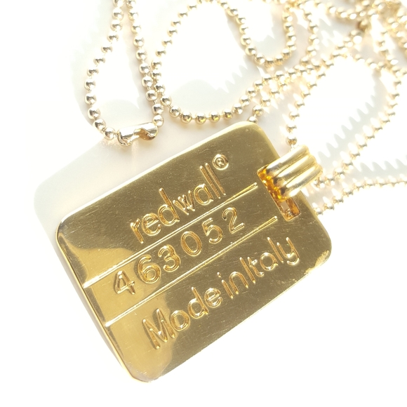 MOSCHINO Dog Tag Necklace Vintage 24k Plated - Picture 7 of 15